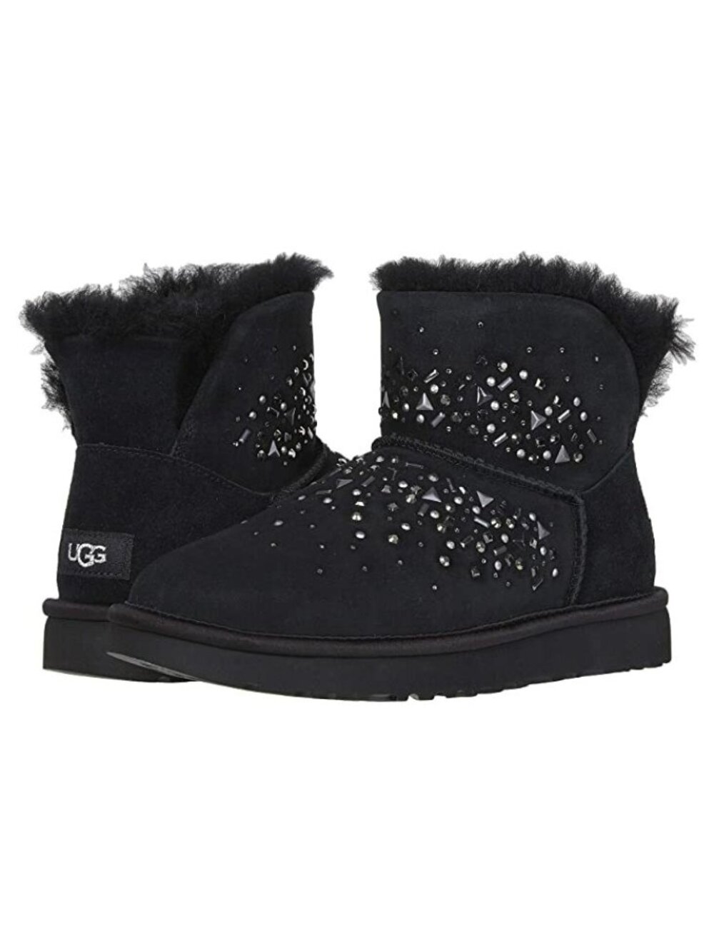 New! UGG Classic Galaxy Mini Bling Boot Black Suede Size 7 1103799 DD27